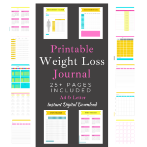 colorful printable weight loss planner